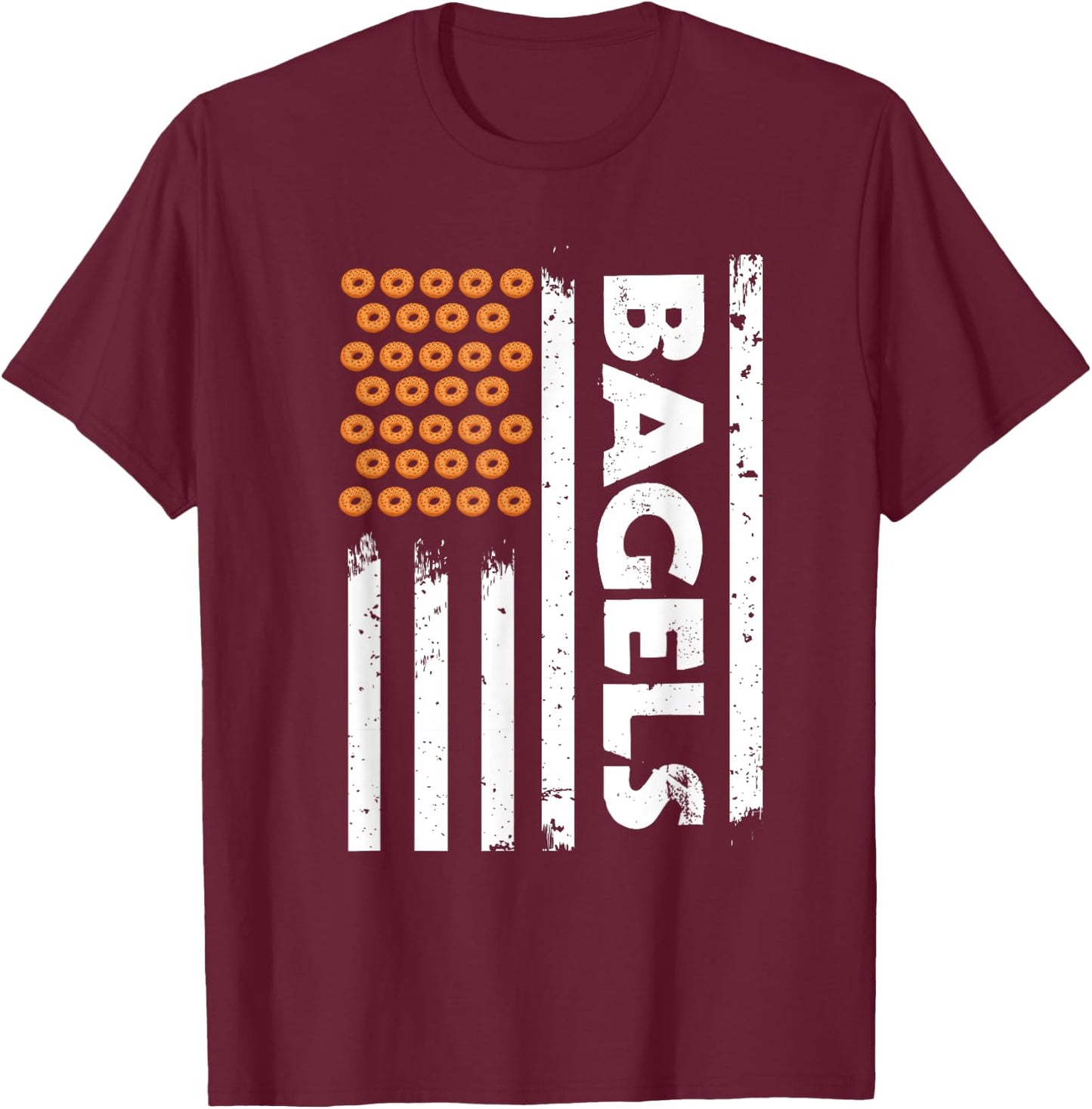 USA Flag Bagels Apparel Eating Breakfast Food America Men T-Shirt - T-Shirt | Maroon