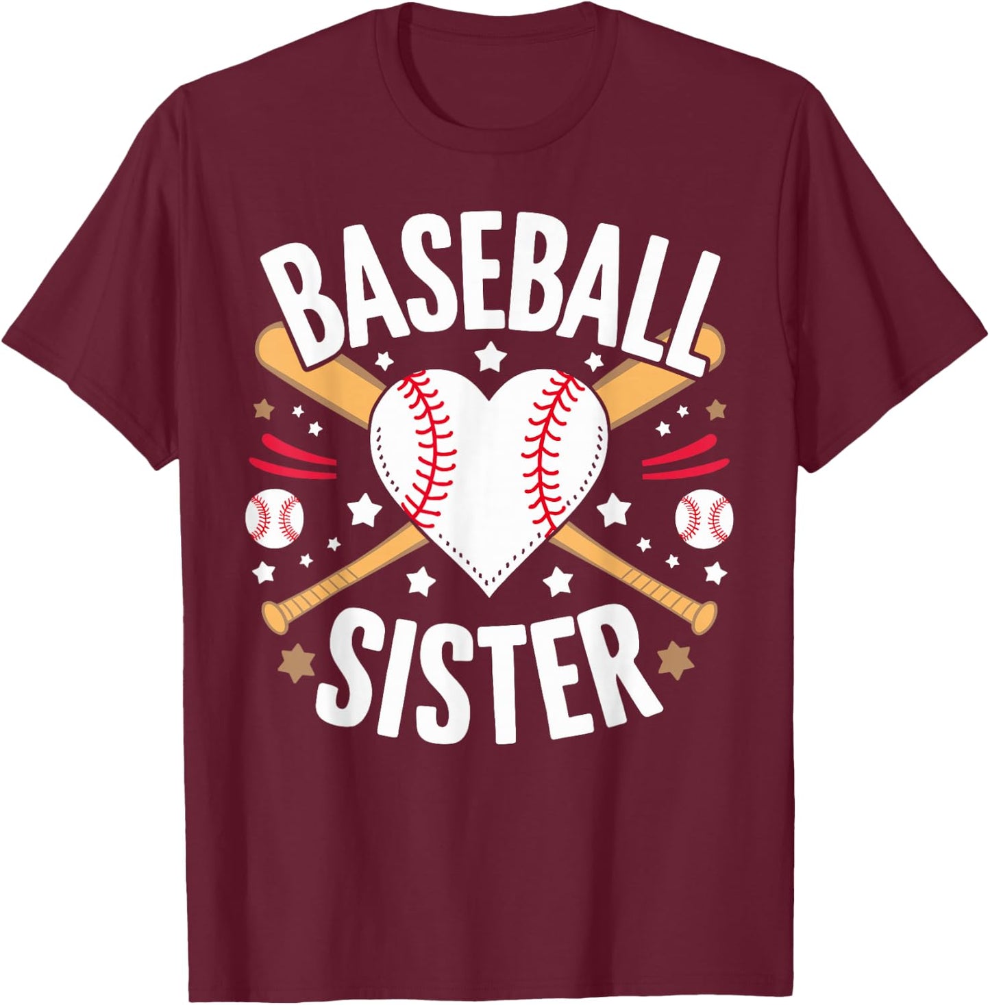 Funny Sister Baseball Sister T-Shirt - T-Shirt | Maroon