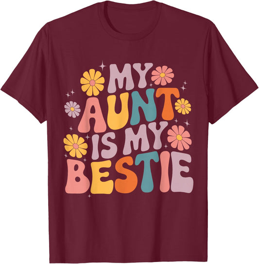 My Aunt is My Bestie Auntie Niece matching Twinning Girls T-Shirt - T-Shirt | Maroon