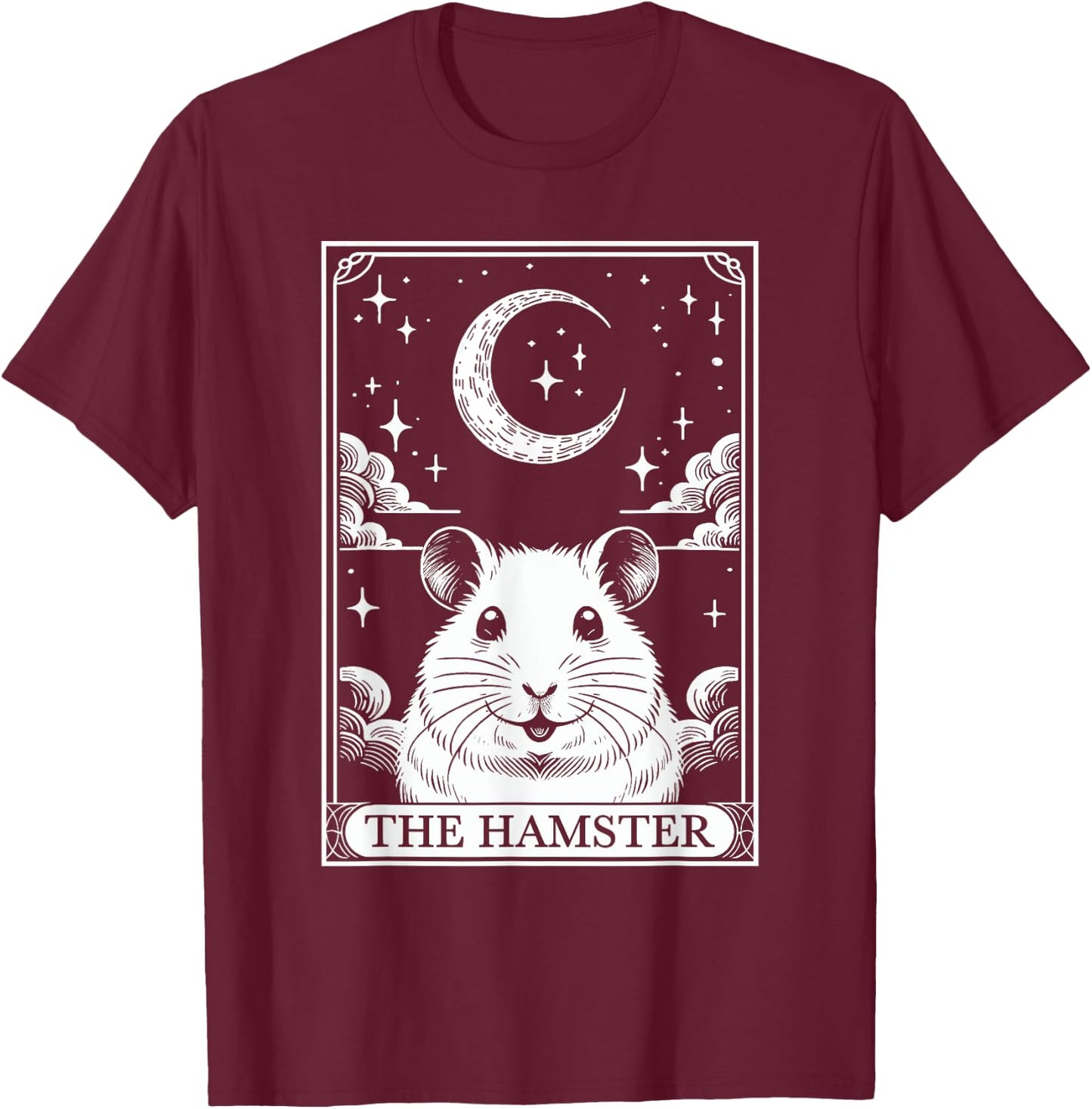 Tarot Card Vintage Crescent Moon Hamster Mom Pet Lovers T-Shirt - T-Shirt | Maroon
