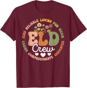Groovy Tie Dye Eld Crew English Language Development Teacher T-Shirt - T-Shirt | Maroon