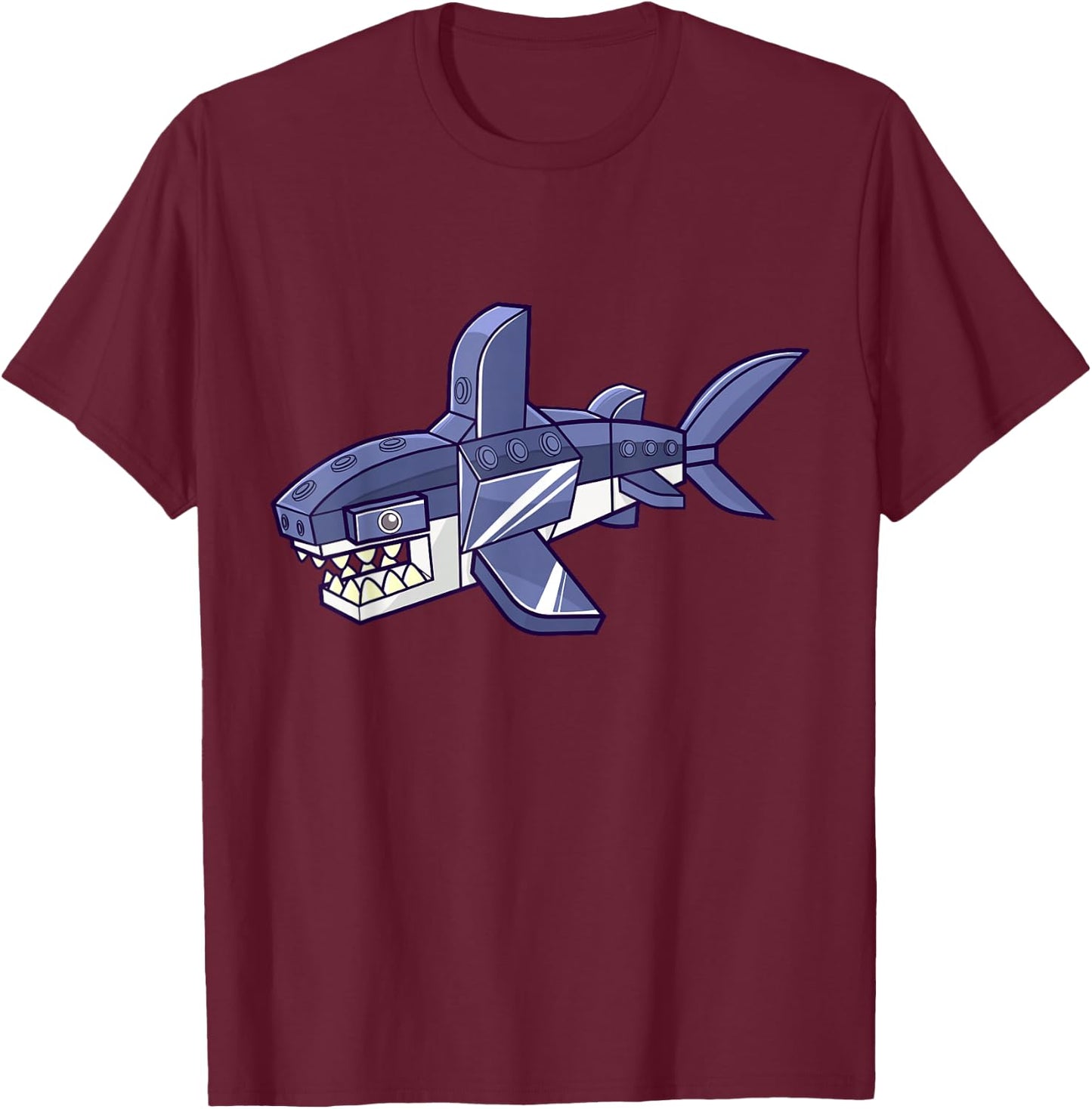 Shark Master Builder Building Blocks Boys Kids T-Shirt - T-Shirt | Maroon