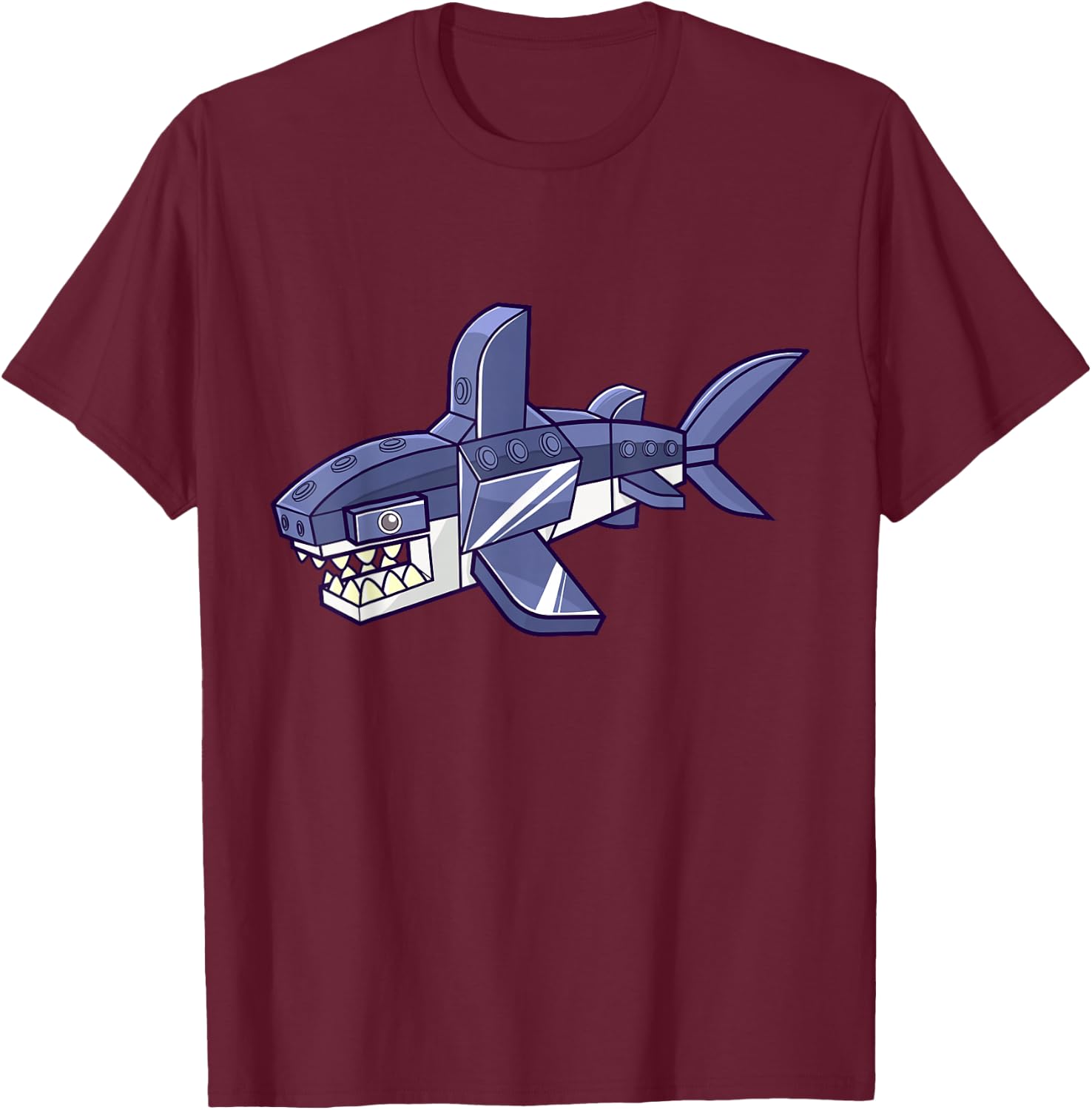 Shark Master Builder Building Blocks Boys Kids T-Shirt - T-Shirt | Maroon