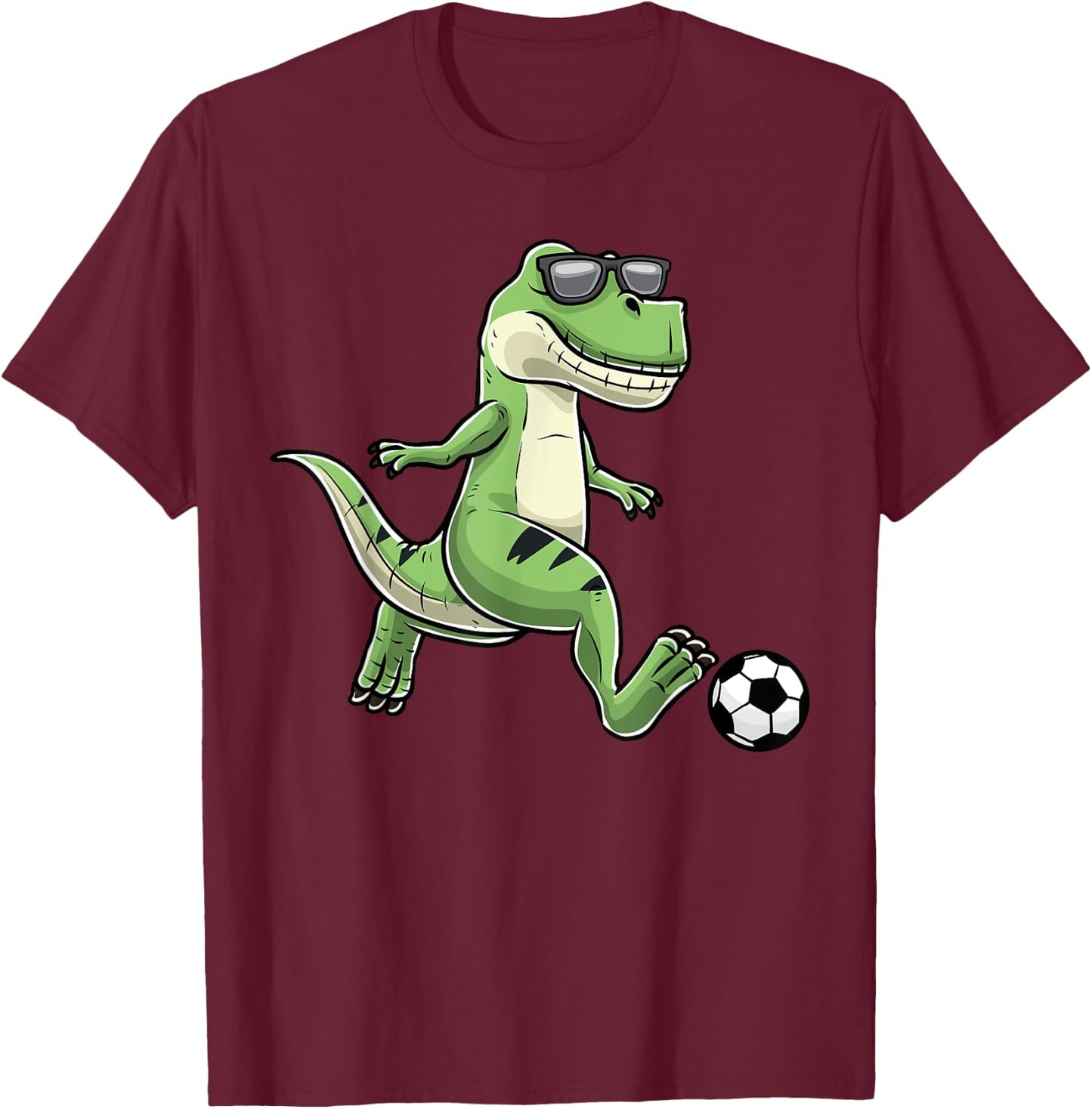 T-Rex Playing Soccer Dinosaur Soccer Player T-Shirt - T-Shirt | Maroon