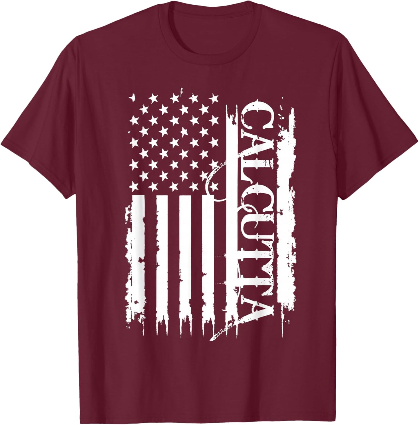 Calcutta United States Distressed w US Flag T-Shirt - T-Shirt | Maroon