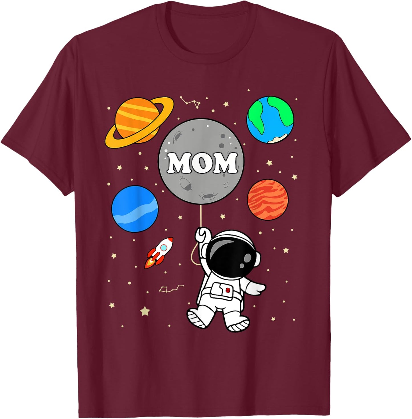 Mom Outer Space Birthday Party Family kids T-Shirt - T-Shirt | Maroon