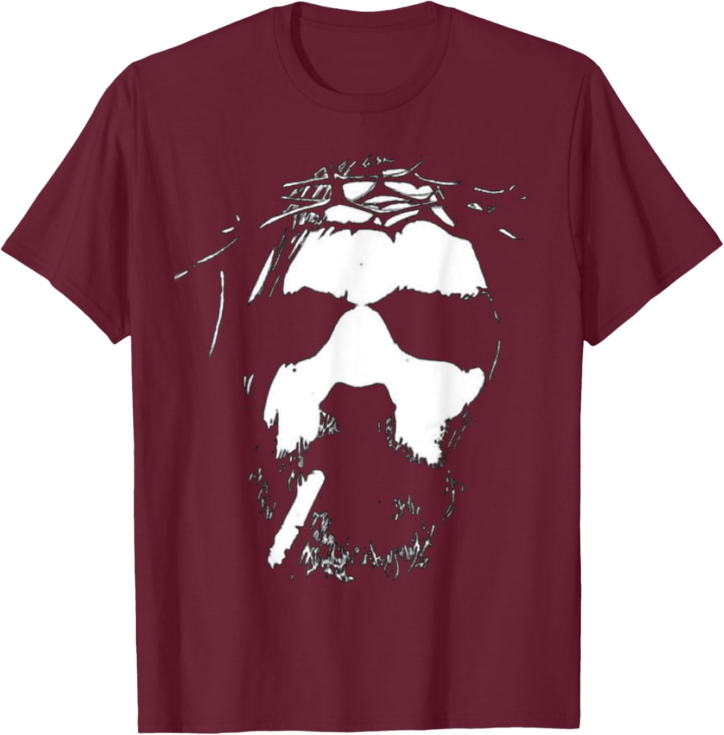 Vintage Jesus Smoking - Dark Style Art - God - Religion T-Shirt - T-Shirt | Maroon