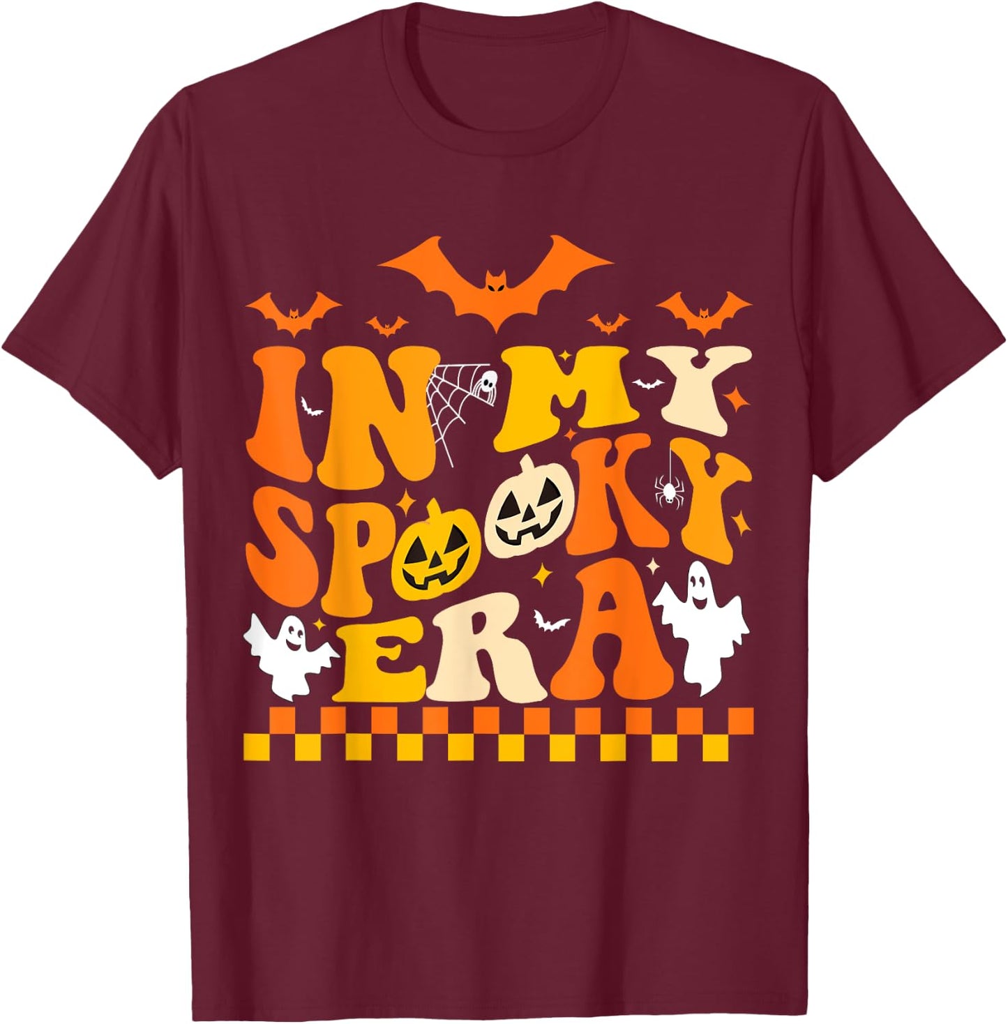 In My Spooky Era Halloween Ghost Groovy Hippie Halloween T-Shirt - T-Shirt | Maroon