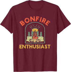 Retro Bonfire Enthusiast Campfire Funny Camping humor T-Shirt - T-Shirt | Maroon