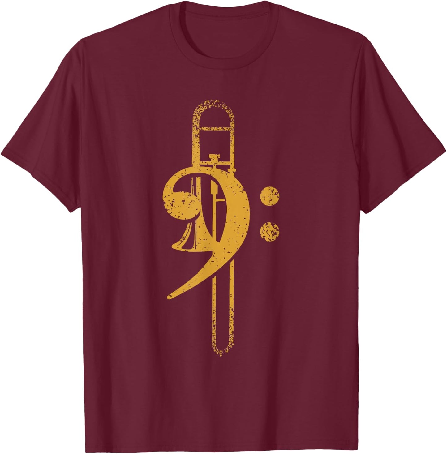 Vintage Bass Clef Trombone T-Shirt - T-Shirt | Maroon