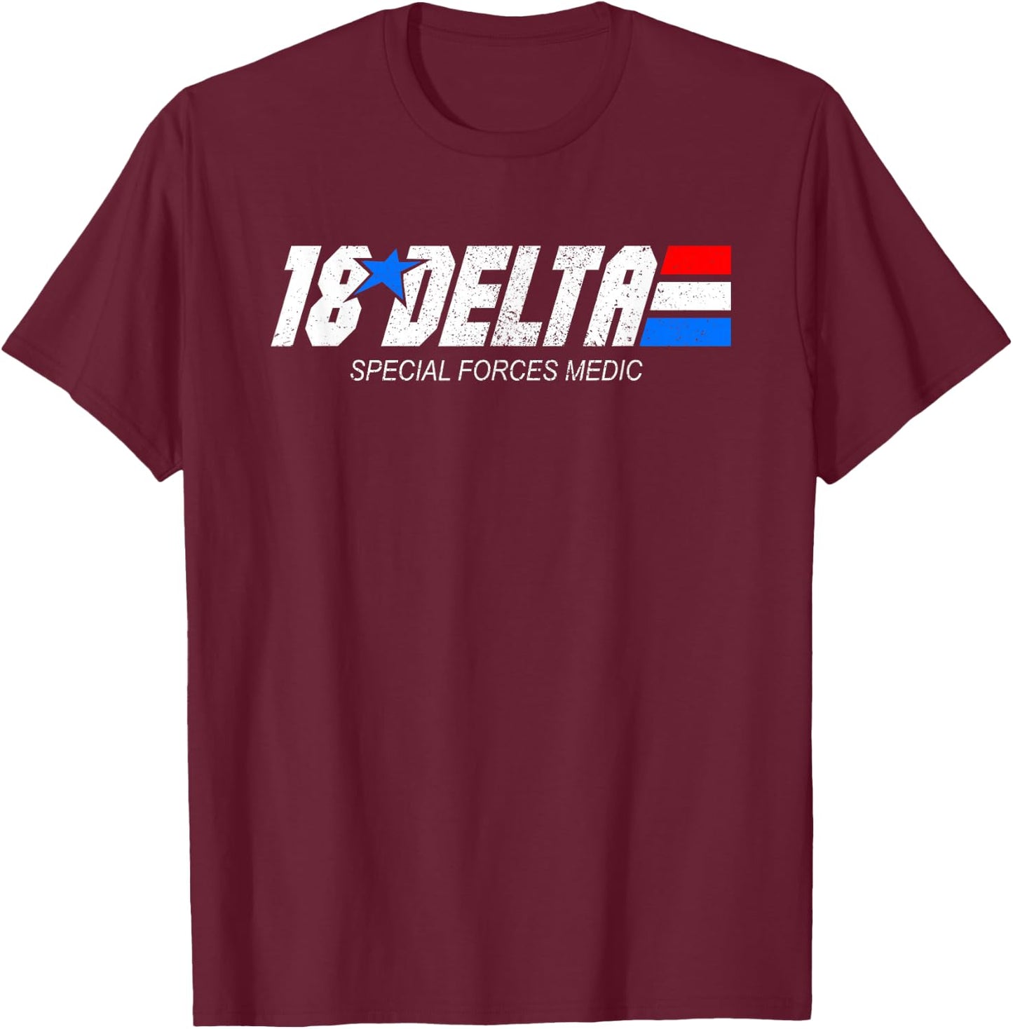 18-Delta Special Forces Medic Vintage MOS T-Shirt - T-Shirt | Maroon