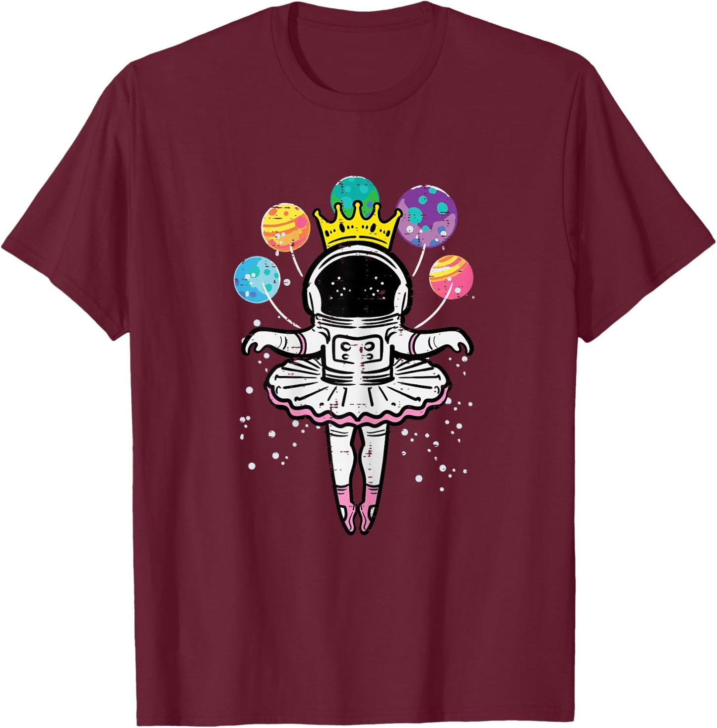 Astronaut Ballerina Space Ballet Women Girls Kids Toddler T-Shirt - T-Shirt | Maroon