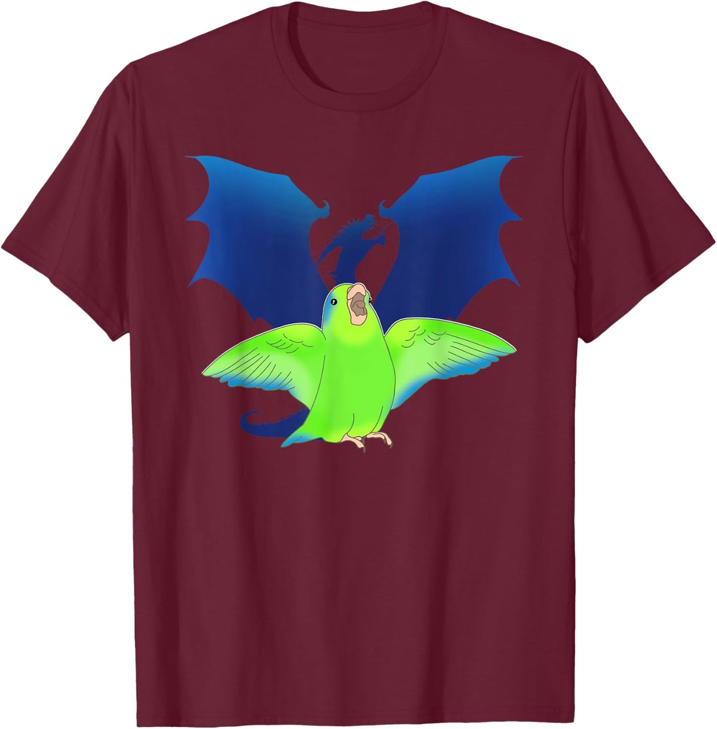 Dragon Shadow Green Parrotlet Funny Birb merch Parrot Kawaii T-Shirt - T-Shirt | Maroon