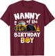 Nanny of the Birthday Boy Construction Worker Bday Party T-Shirt - T-Shirt | Maroon
