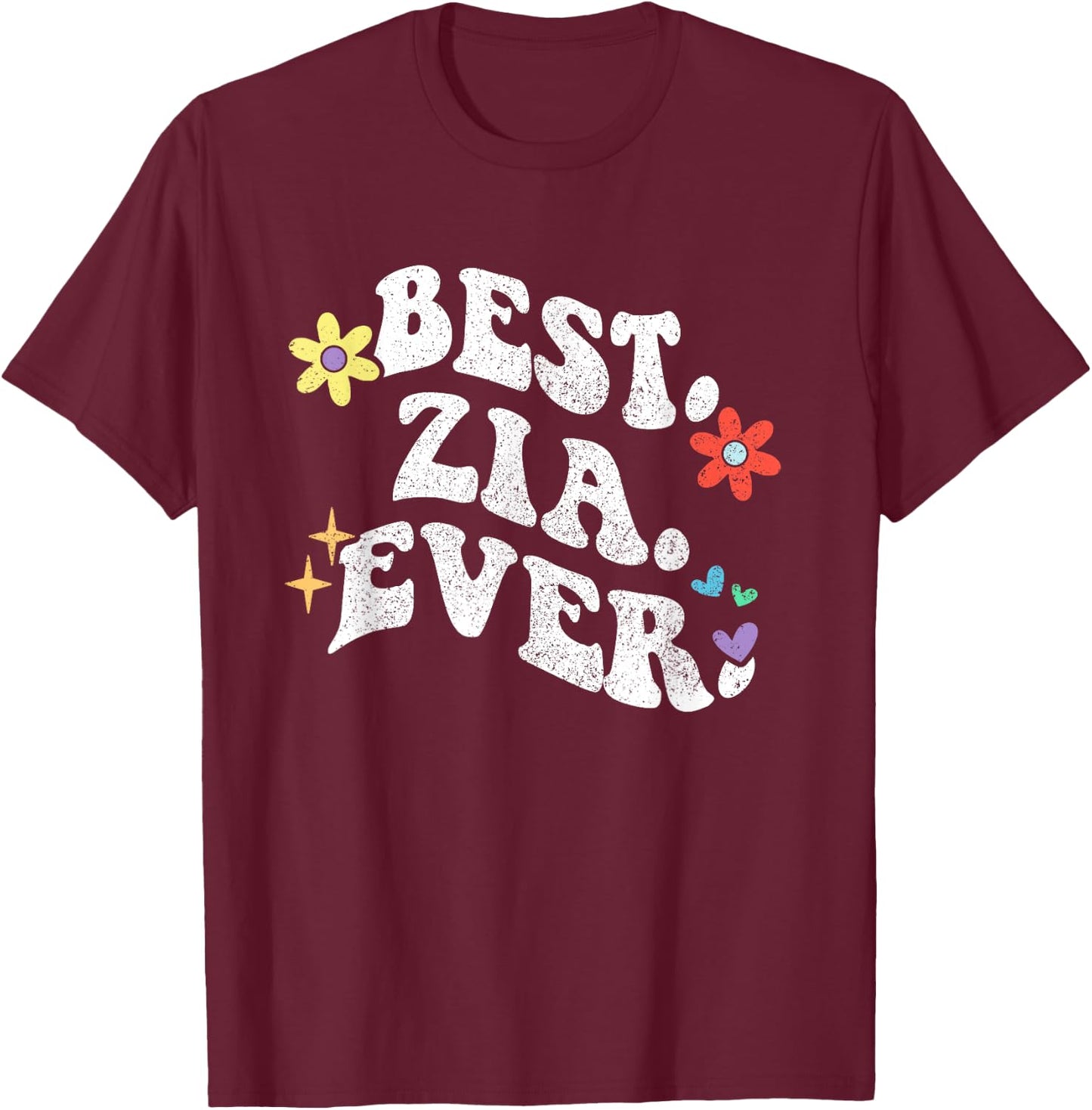 Retro Groovy Best ZIA Ever First Name Mother's Day Girl T-Shirt - T-Shirt | Maroon