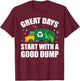 Toddler Great Days Start With A Good Dump Garbage Truck Kids T-Shirt - T-Shirt | Maroon