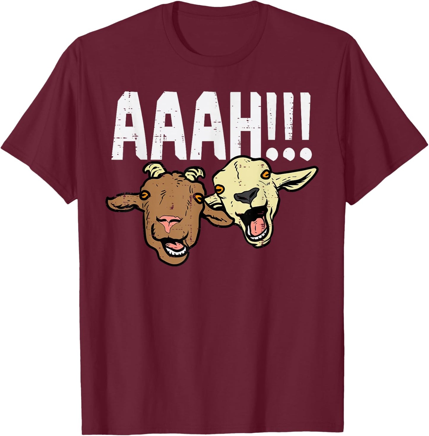 Screaming Goats Aaah Funny Bleat Farm Animal Women Men Kids T-Shirt - T-Shirt | Maroon