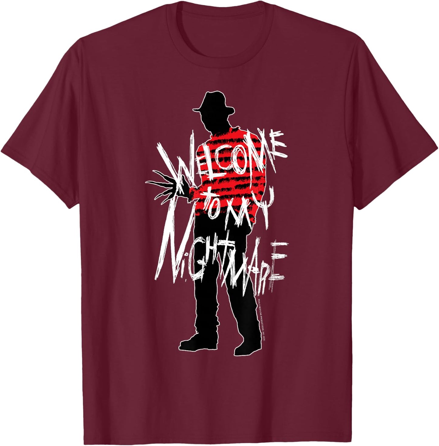 A Nightmare On Elm Street Freddy Welcome to My Nightmare T-Shirt - T-Shirt | Maroon