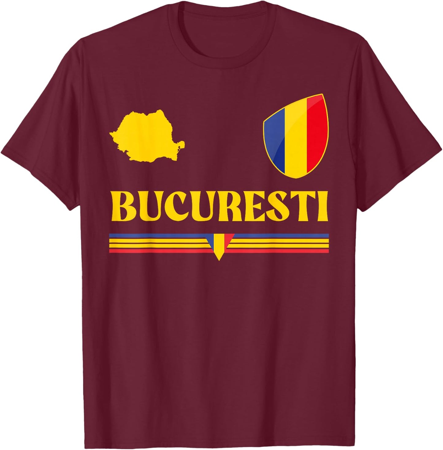 Bucharest Romania Flag, Bucharest Romania, Bucharest T-Shirt - T-Shirt | Maroon