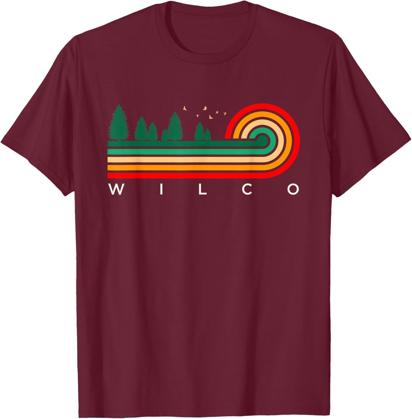 Evergreen Vintage Stripes Wilco, Texas T-Shirt - T-Shirt | Maroon