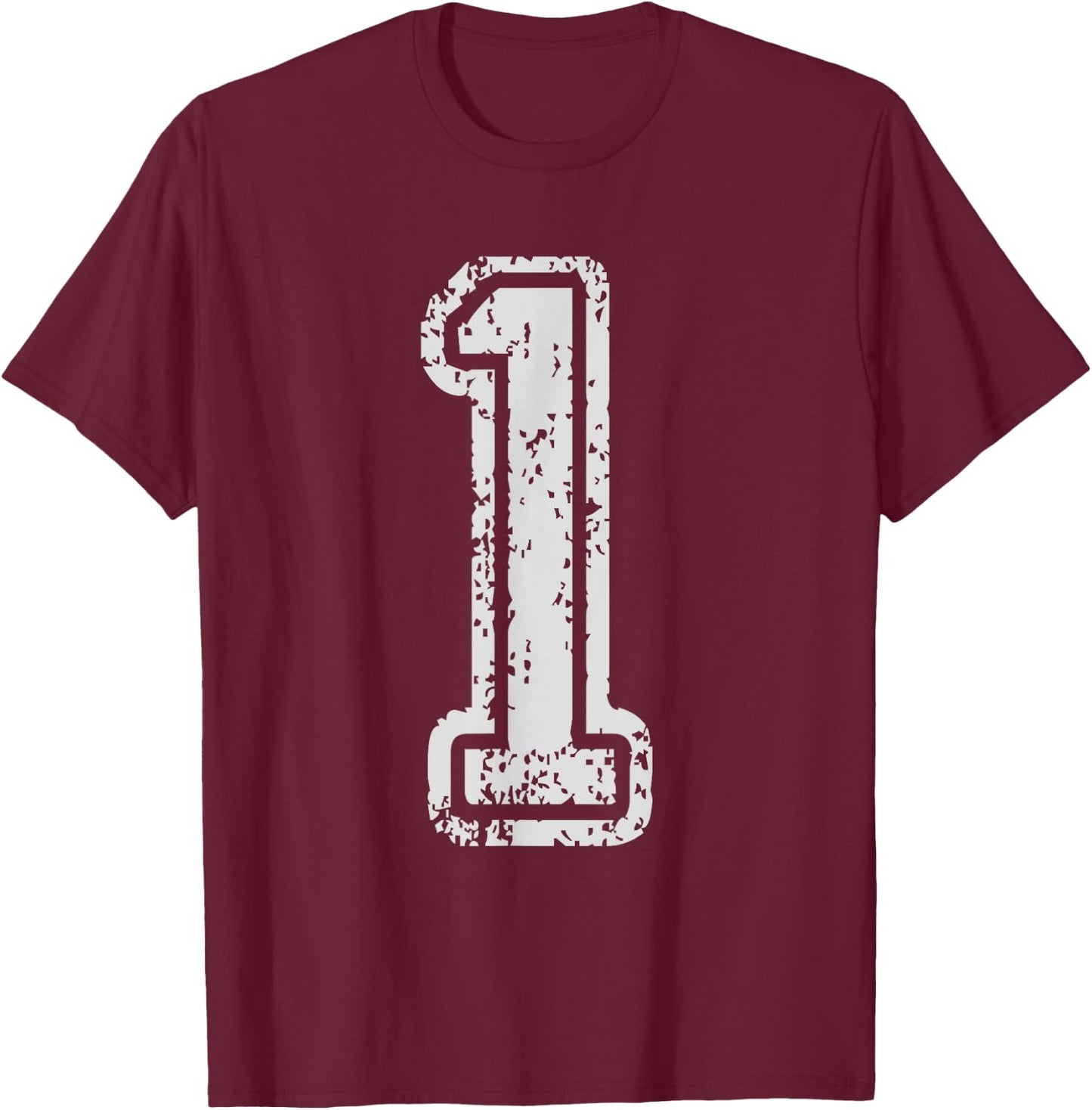 Team Jersey Uniforms Number 1 One School Sports Birthdays T-Shirt - T-Shirt | Maroon
