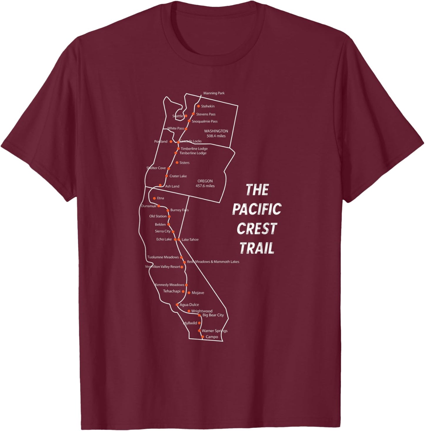 The Pacific Crest Trail Hiking T-Shirt - T-Shirt | Maroon