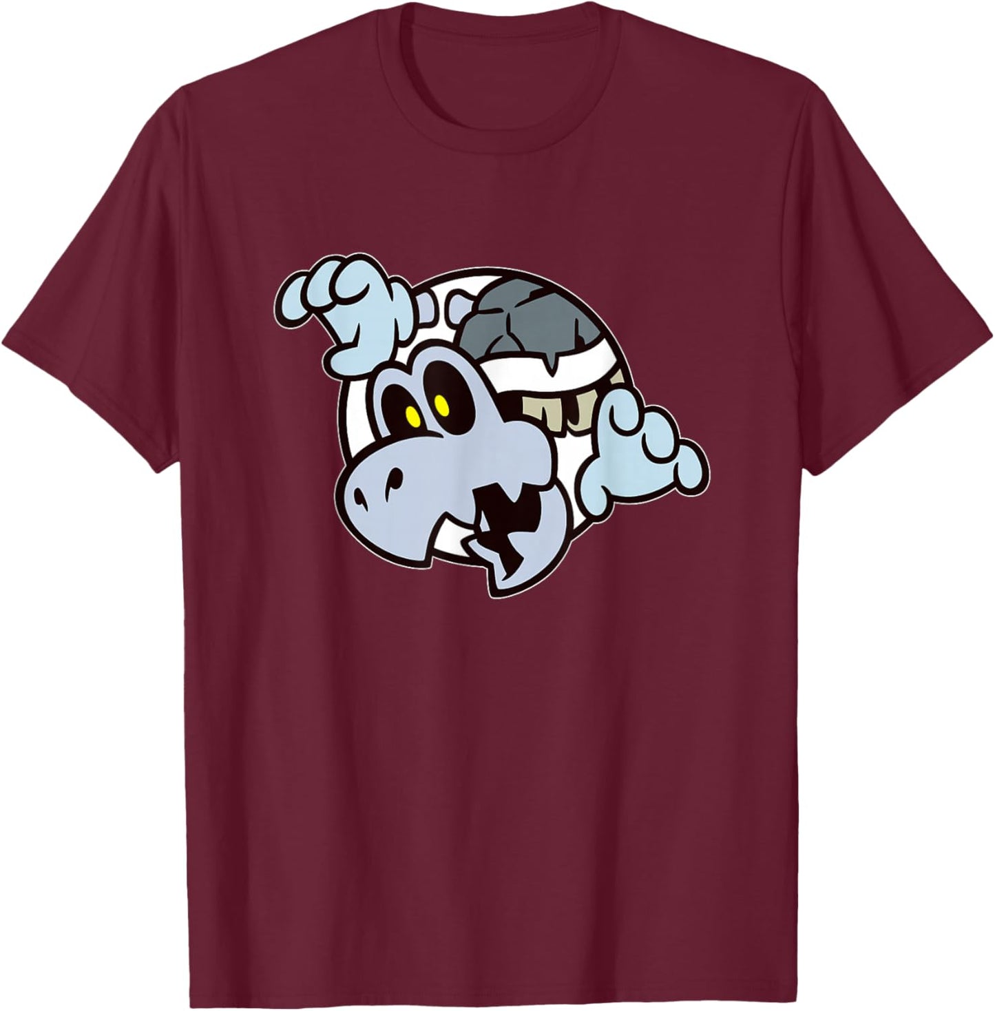 Super Mario Bros 3 Dry Bones Spooky Skeleton Front & Back T-Shirt - T-Shirt | Maroon