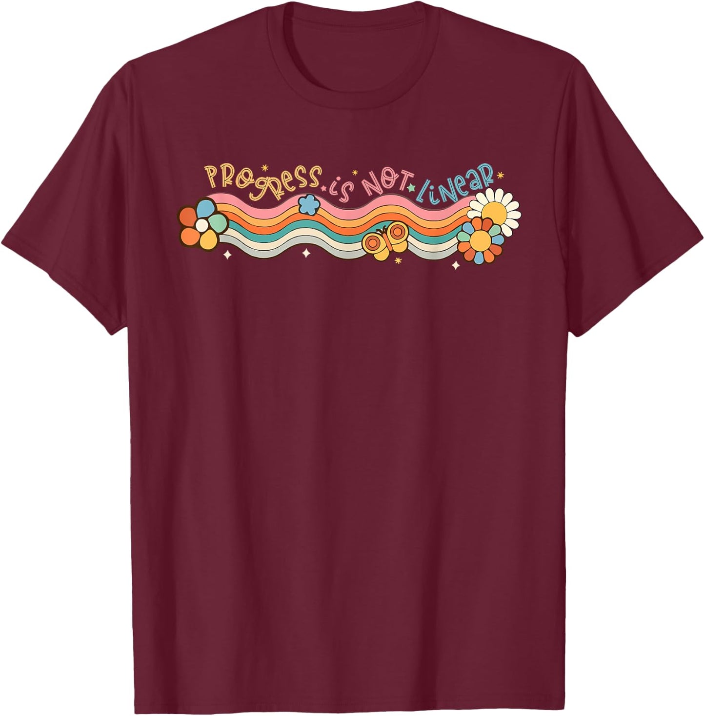 Progress Is Not Linear Teacher Student Happy Back To School Men Women Girls Kids T-Shirt - T-Shirt | Maroon