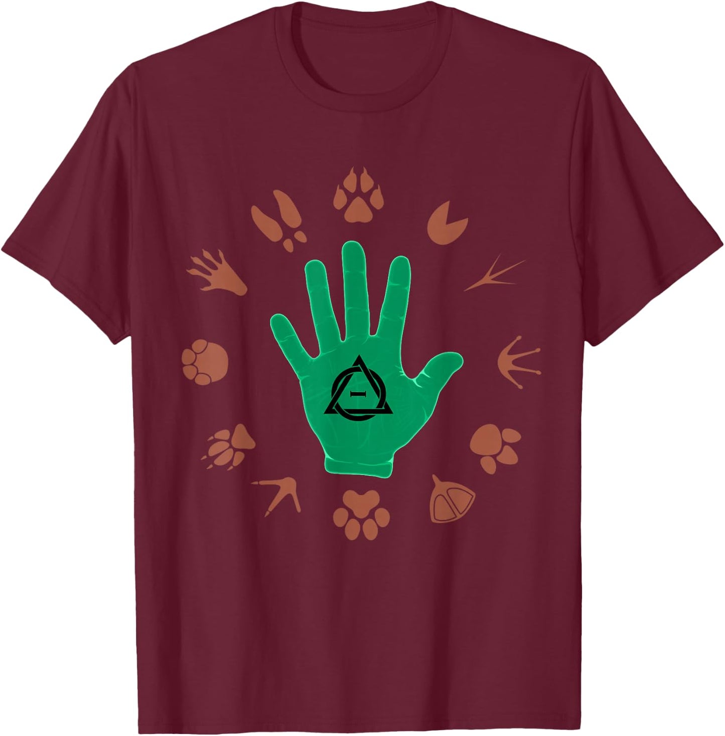 Therian mask animal paws Quadrobics tail Therian sign logo T-Shirt - T-Shirt | Maroon