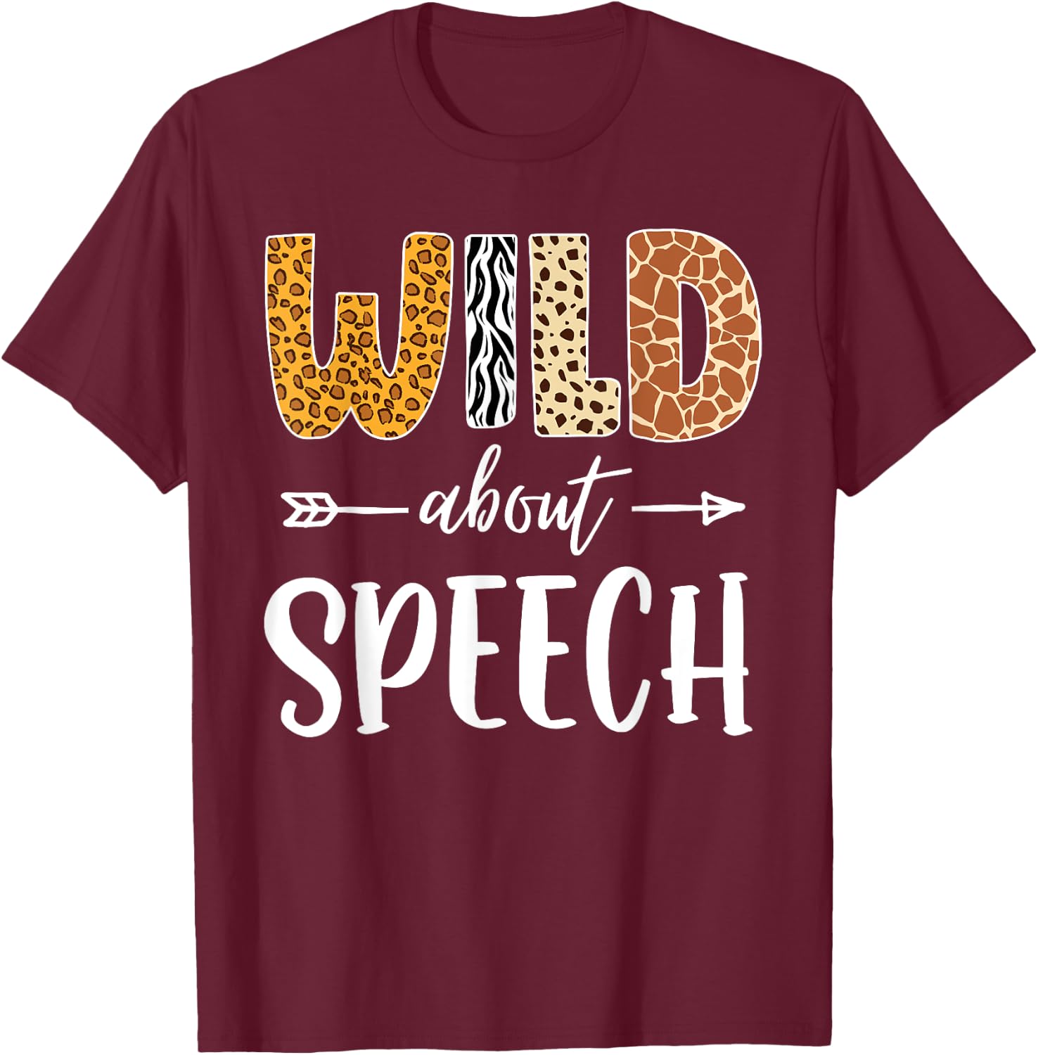 Wild About Speech SLP Leopard Teacher Back to School Kids T-Shirt - T-Shirt | Maroon