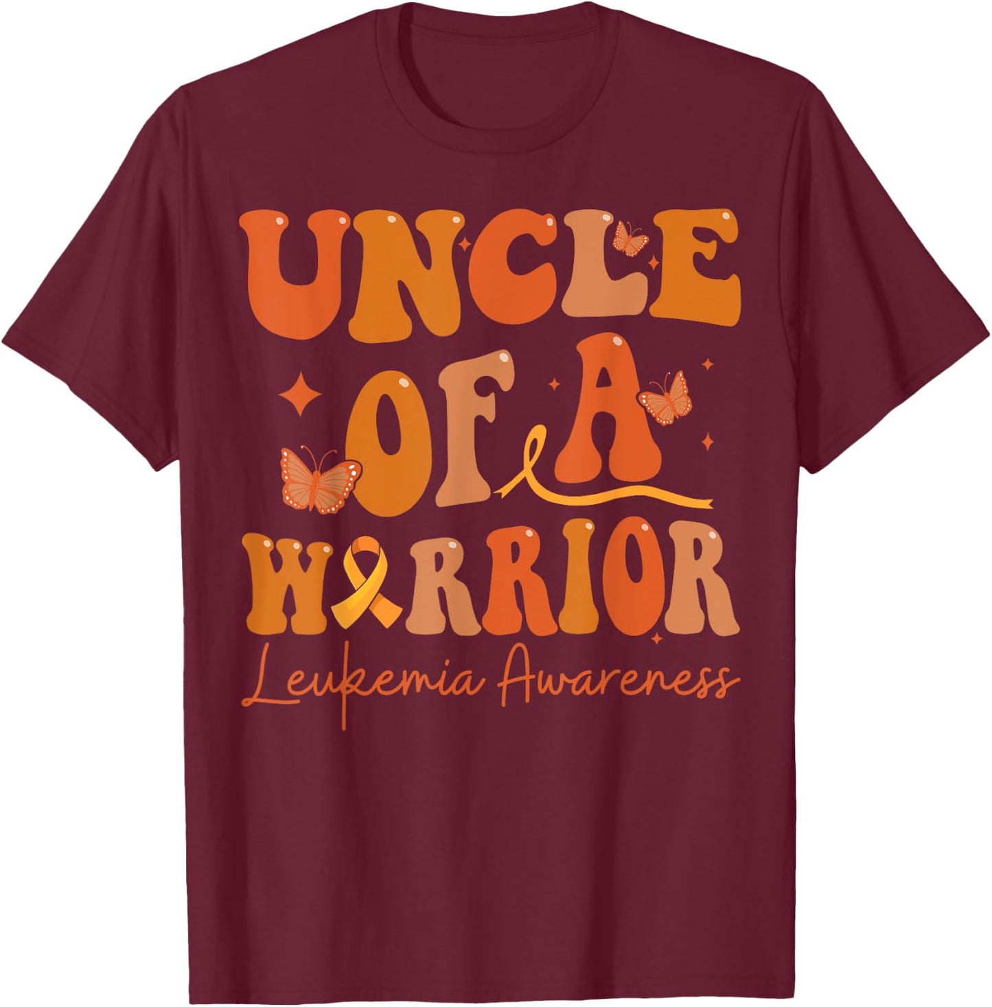 Uncle Of A Warrior Leukemia Awareness Family Matching T-Shirt - T-Shirt | Maroon