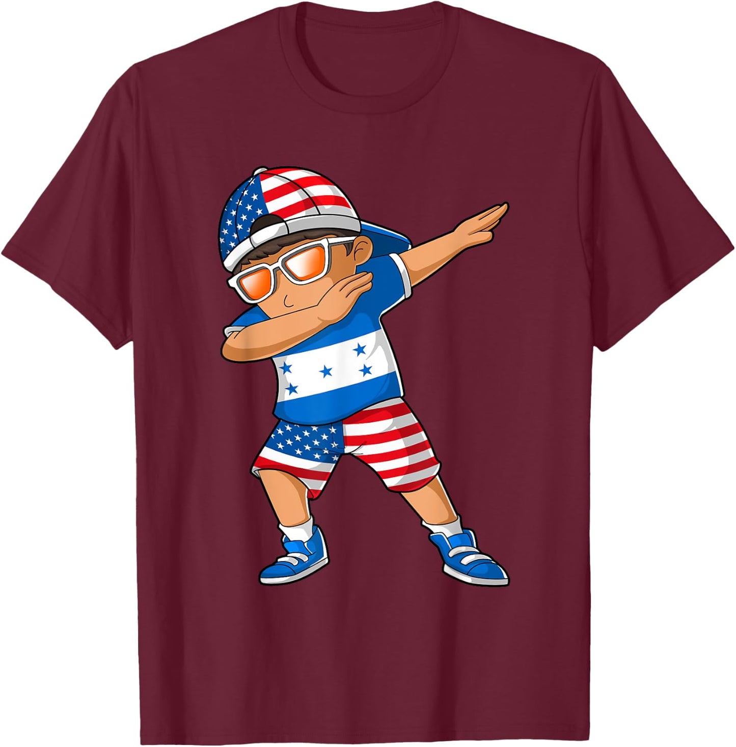 Half American Half Honduran Boy Kid Honduras Flag Patriotic T-Shirt - T-Shirt | Maroon