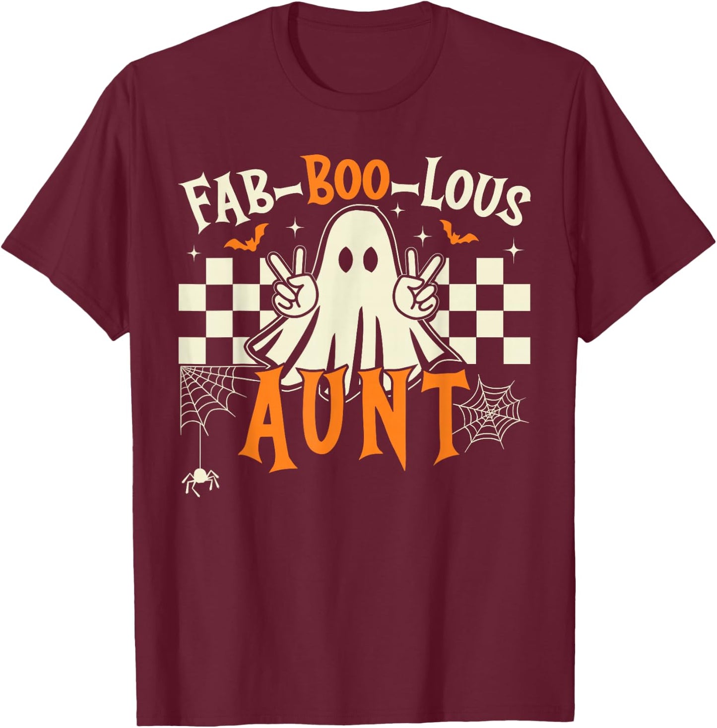 Fab Boo Lous Aunt Rero Ghost Spooky Auntie Halloween Costume T-Shirt - T-Shirt | Maroon