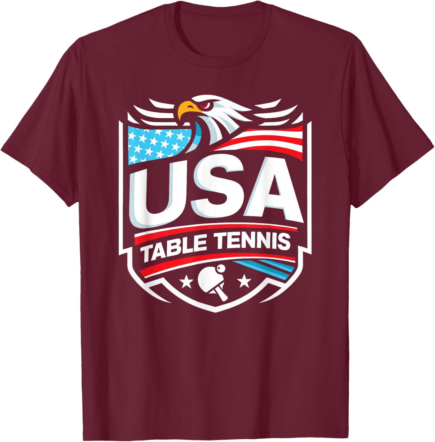 USA Table Tennis T-Shirt - T-Shirt | Maroon