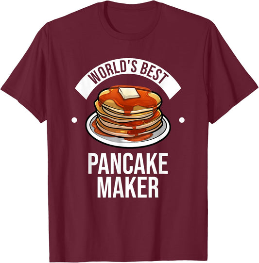 Cute Pancake Design Women Pancake Maker Dessert Food T-Shirt - T-Shirt | Maroon