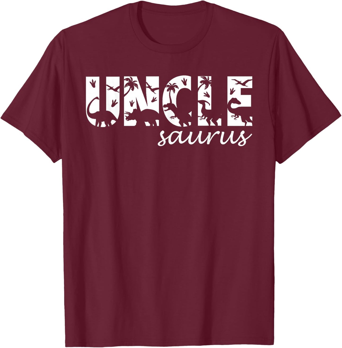 Unclesaurus T Rex Dinosaur Uncle Saurus Family Matching T-Shirt - T-Shirt | Maroon