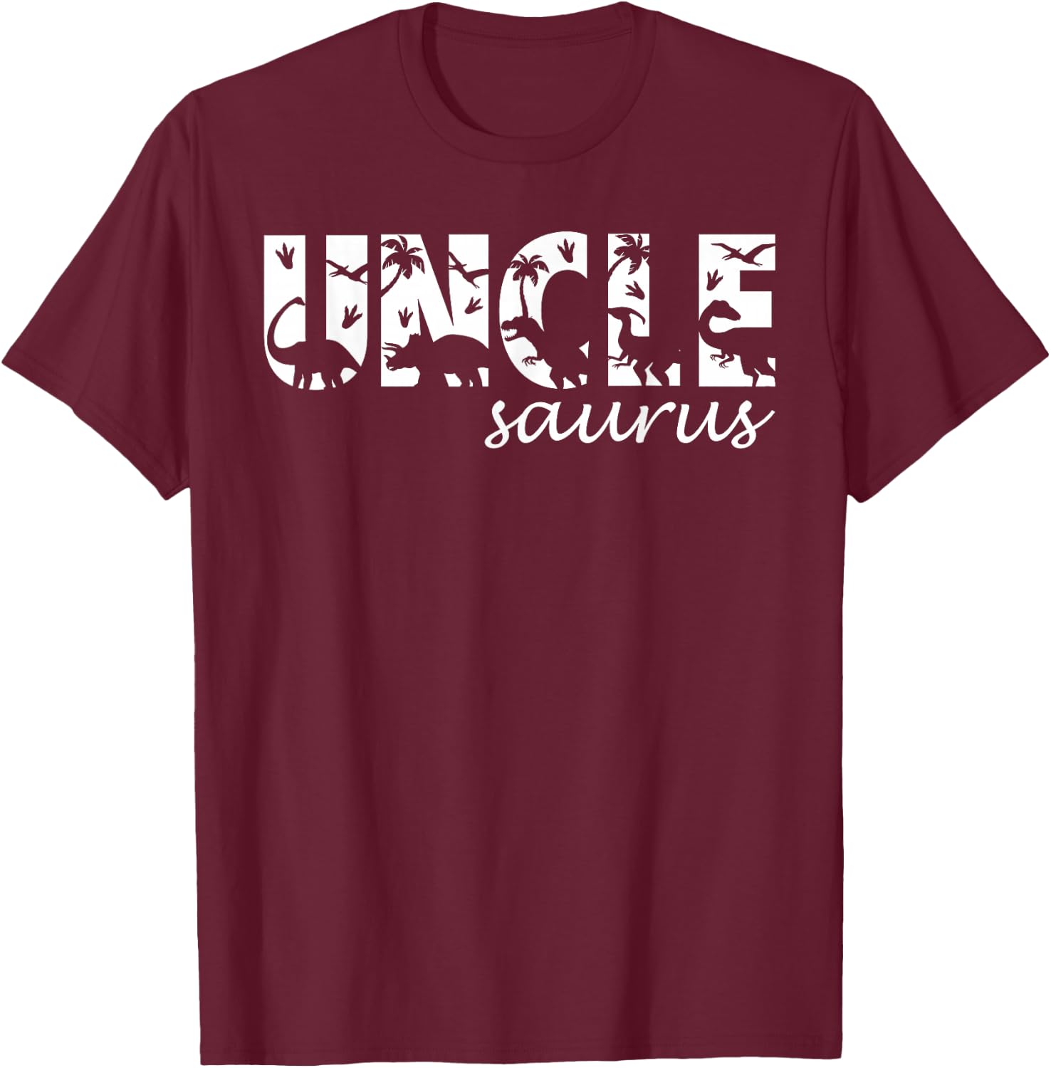 Unclesaurus T Rex Dinosaur Uncle Saurus Family Matching T-Shirt - T-Shirt | Maroon