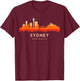 Vintage Retro Style Landscape Sun Skyline Sydney Australia T-Shirt - T-Shirt | Maroon