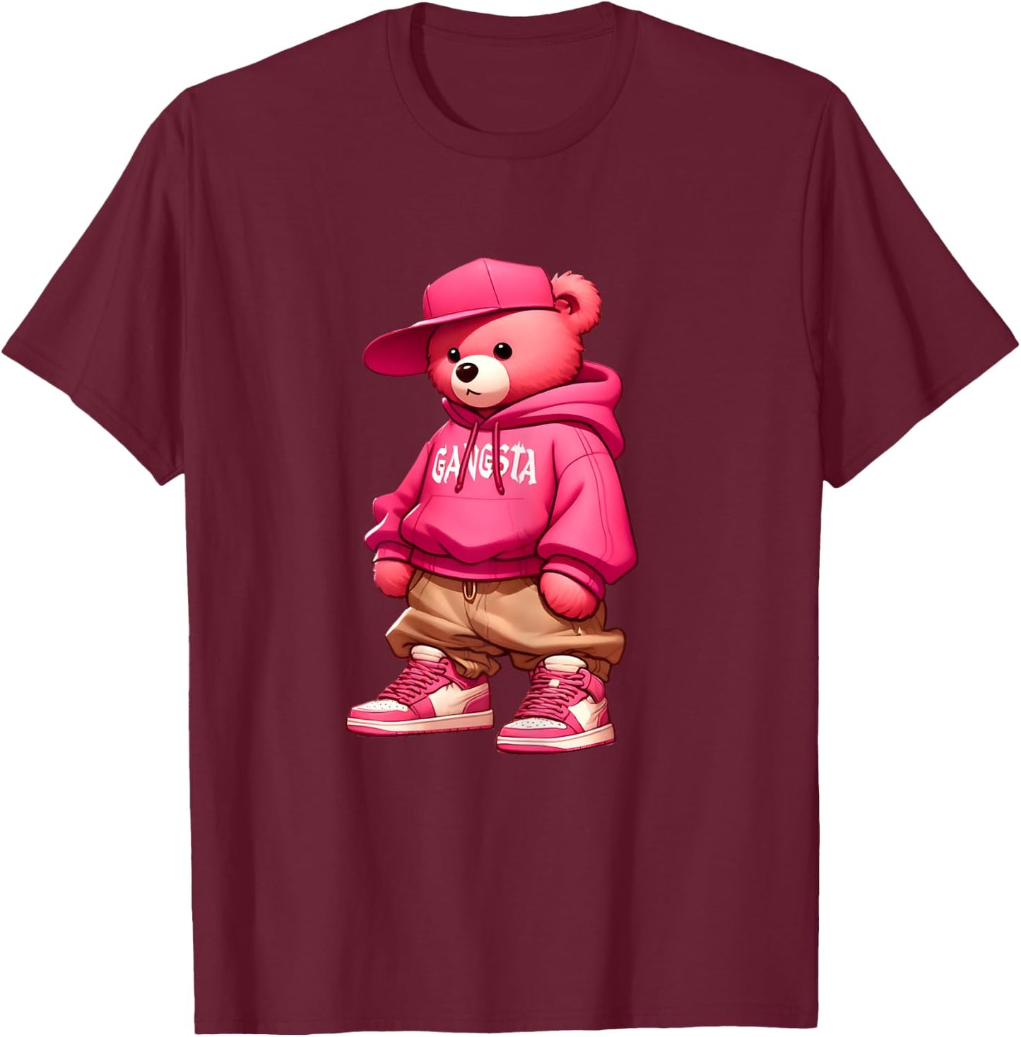 Hip Hop Teddy Bear Women's Girl's T-Shirt - T-Shirt | Maroon