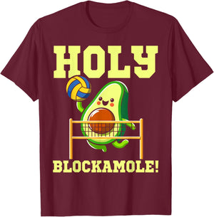 Holy Blockamole volleyball player avocado volleyball funny T-Shirt - T-Shirt | Maroon