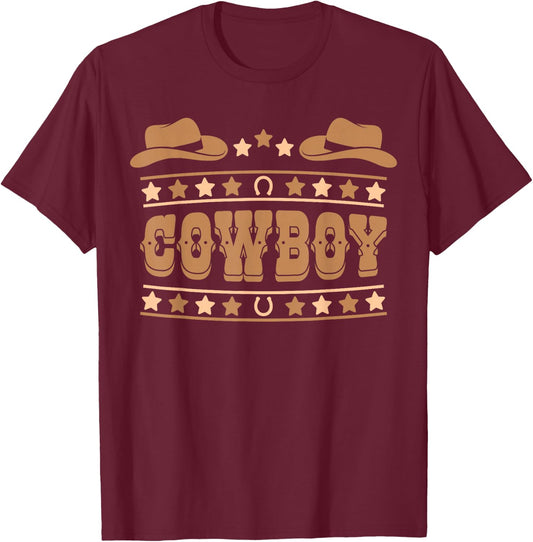 Cute Cowboy Outfit Rodeo Cowboy Western Men Boys Kids Cowboy T-Shirt - T-Shirt | Maroon