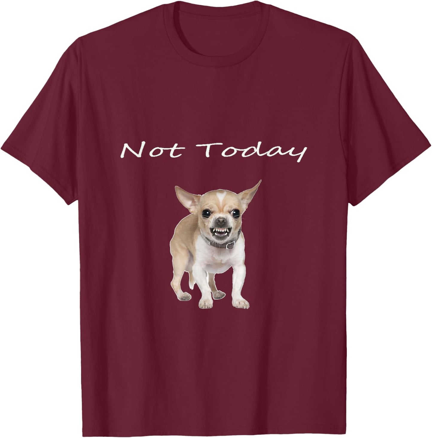 Chihuahua Not Today Snarling Teeth Showing Funny Dog T-Shirt - T-Shirt | Maroon