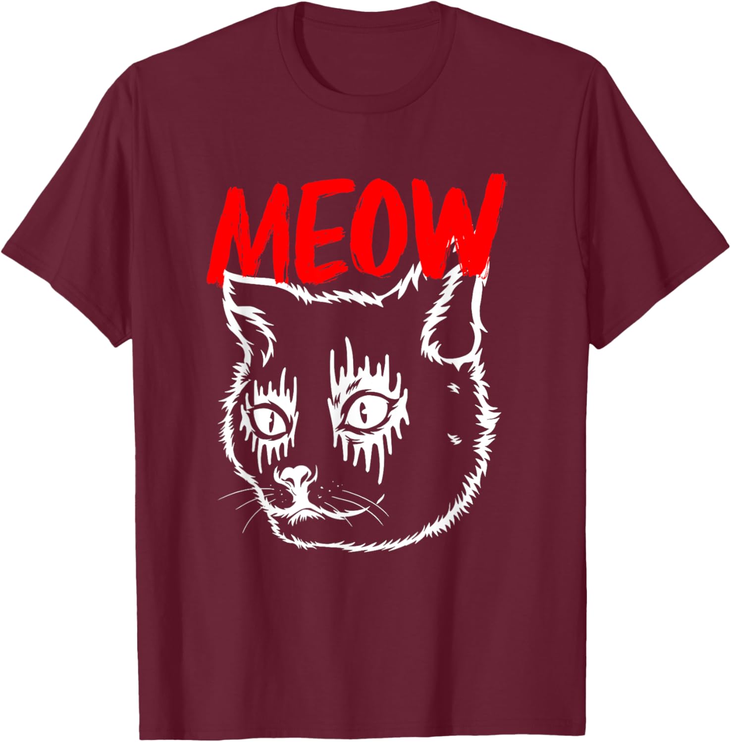 Heavy Metal Satanic Antichrist Meow Death Metal Cat Women Kids T-Shirt - T-Shirt | Maroon