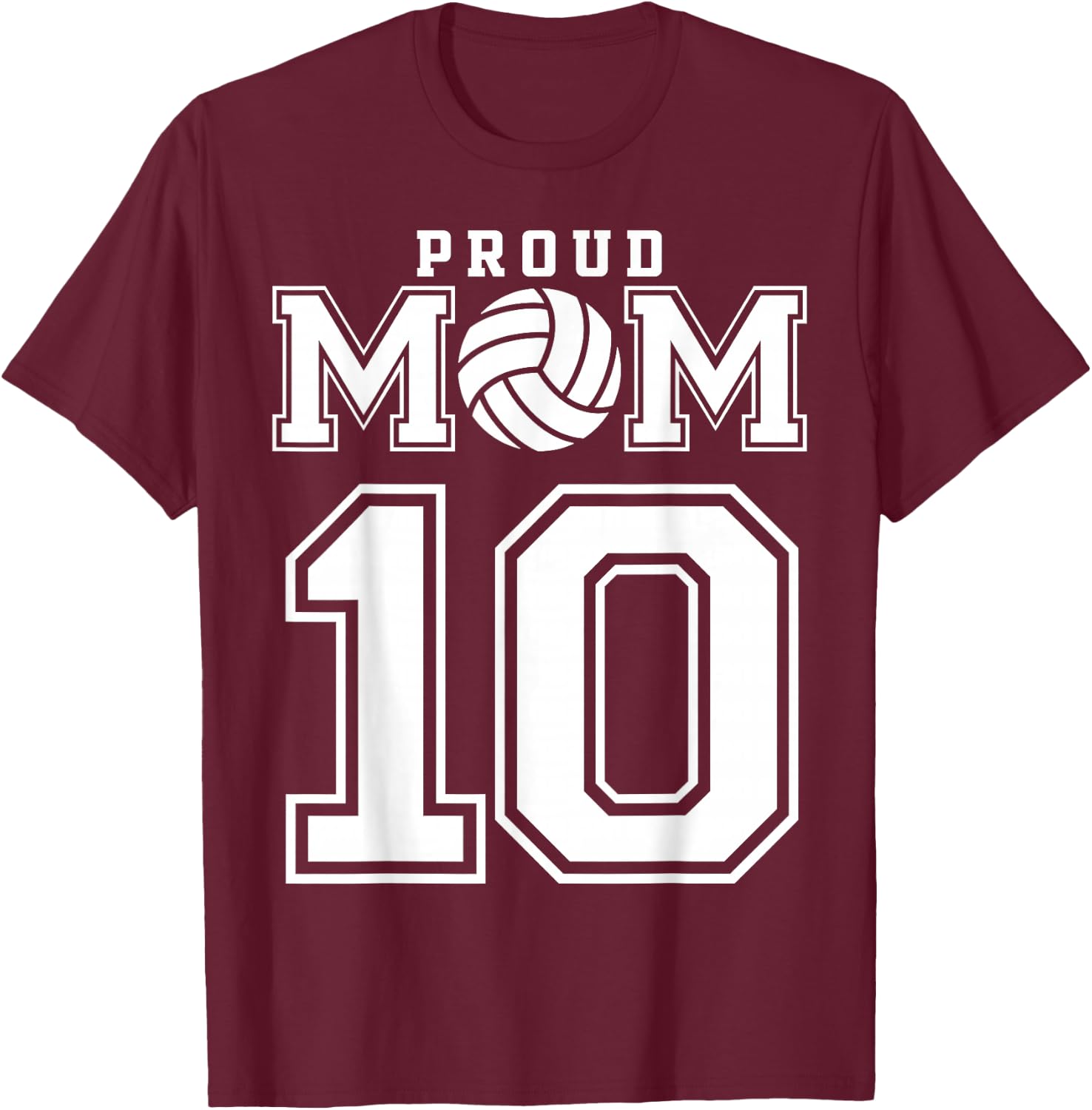 Custom Proud Volleyball Mom Number 10 Personalized Women T-Shirt - T-Shirt | Maroon