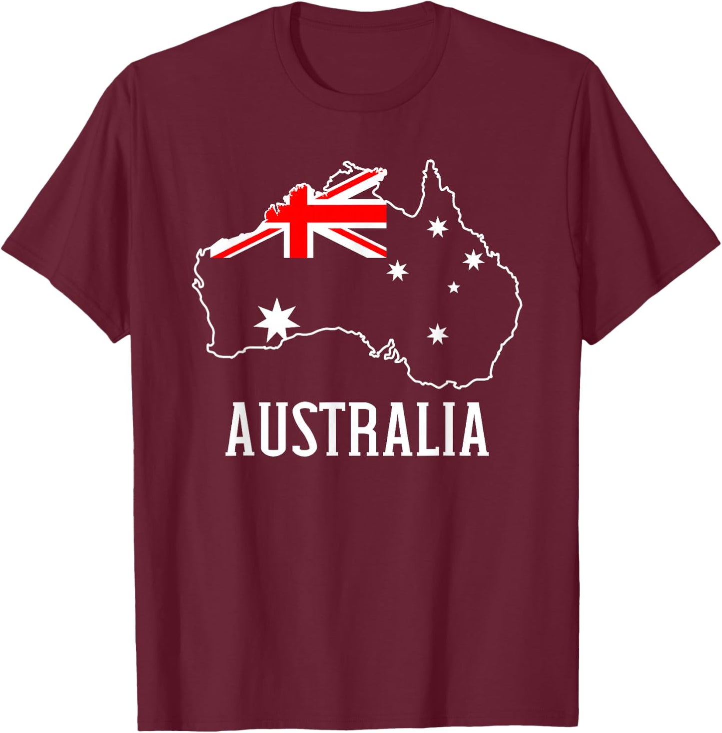 Australia Map Flag T-Shirt - T-Shirt | Maroon