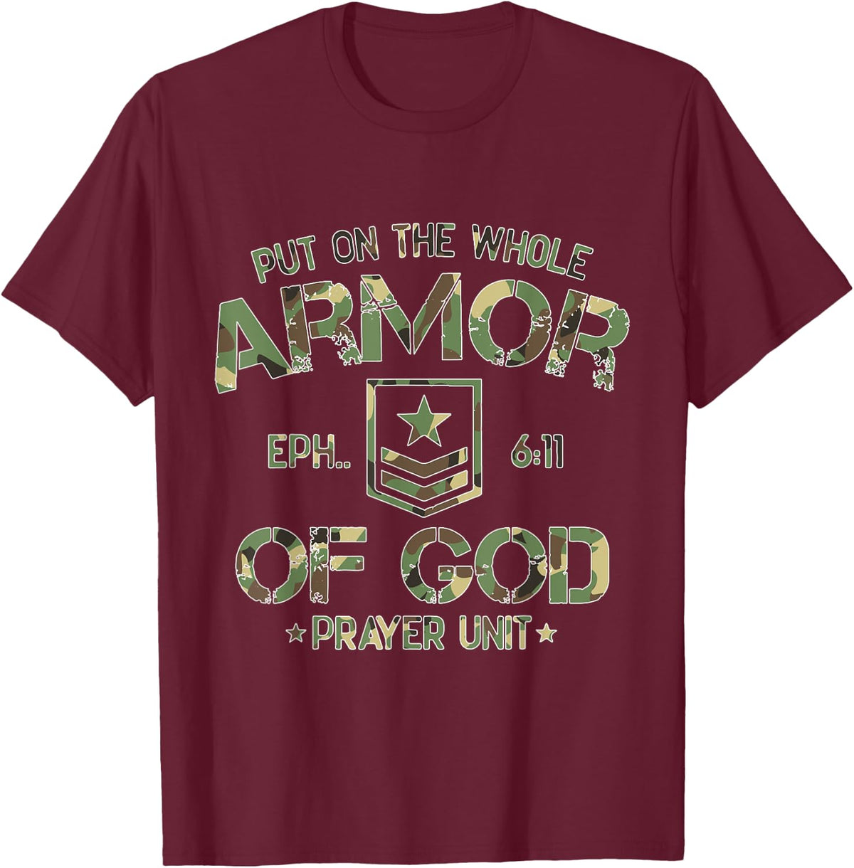 Draw on God's Ephesians' spiritual armour T-Shirt - T-Shirt | Maroon