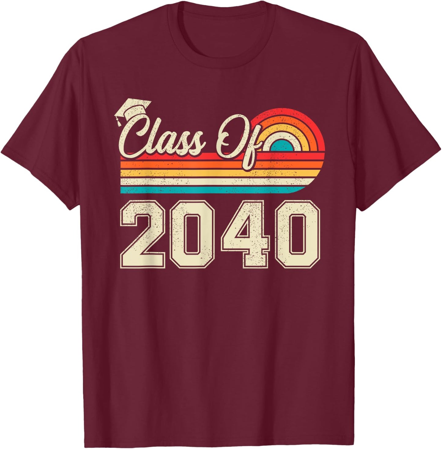 Retro Class Of 2040 Grow With Me Pre k Graduation Boys Girls T-Shirt - T-Shirt | Maroon