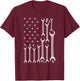 American Flag USA Mechanic Wrenches Tools Gift T-Shirt - T-Shirt | Maroon
