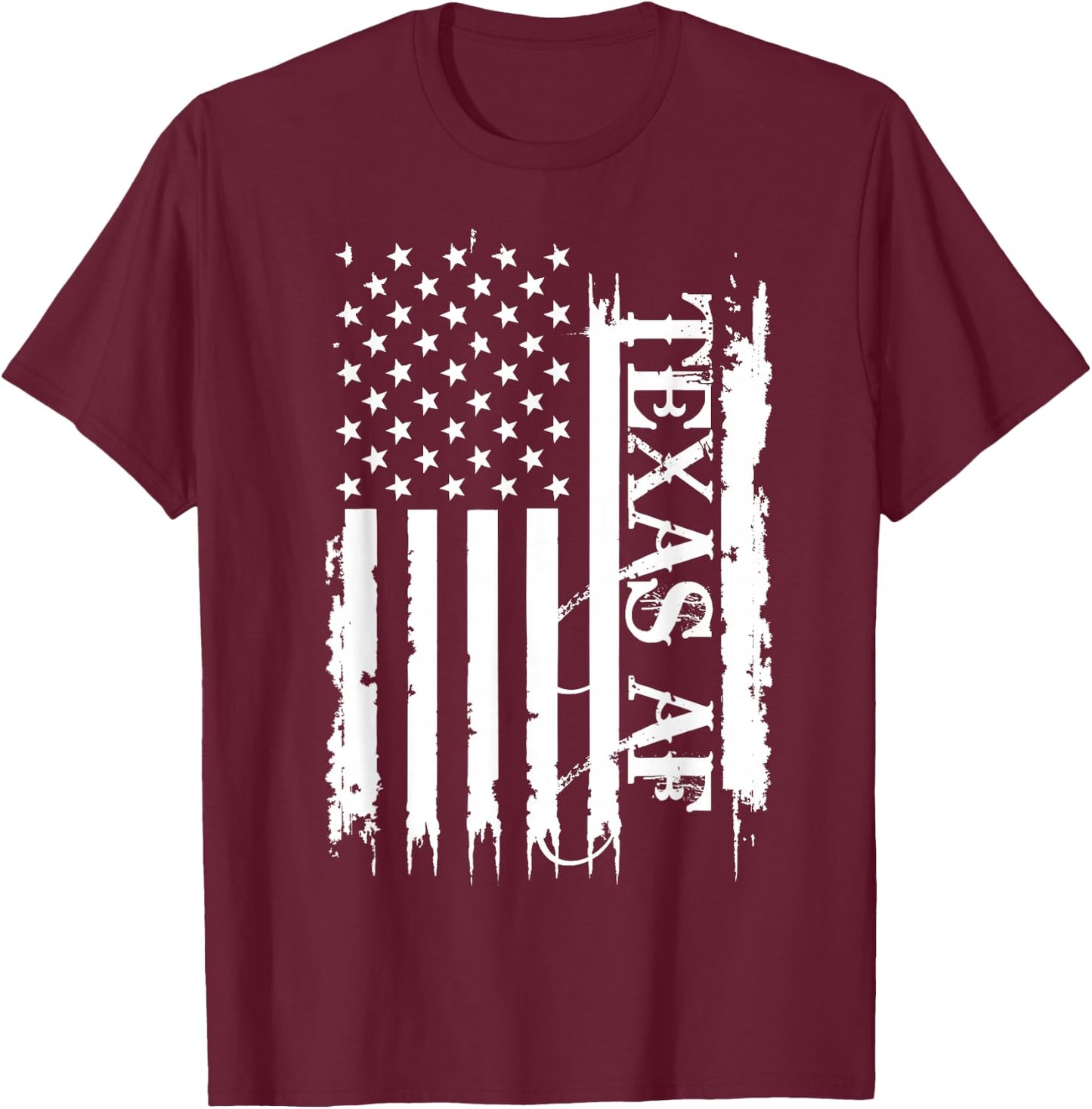 Texas AF United States Distressed w US Flag T-Shirt - T-Shirt | Maroon