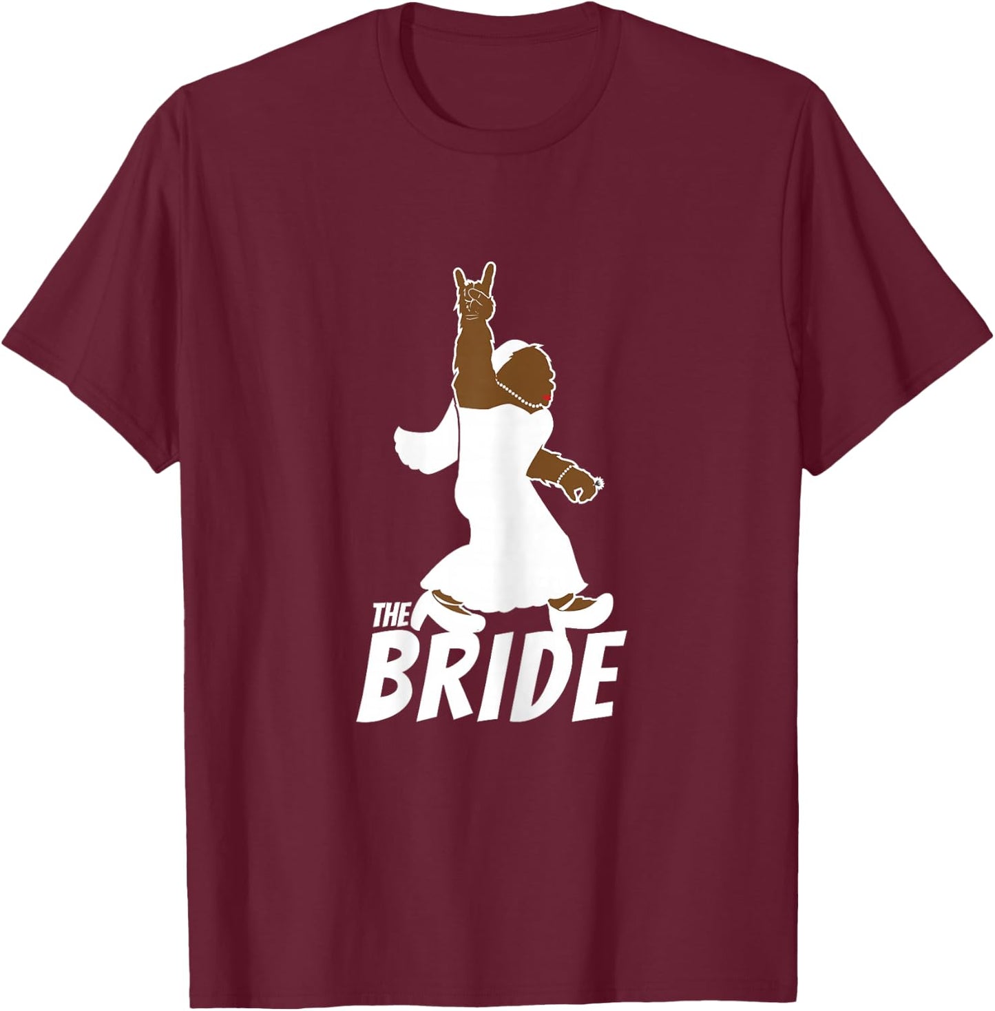 Funny Bigfoot Rock and Roll Wedding Party Gift Bride T-Shirt - T-Shirt | Maroon